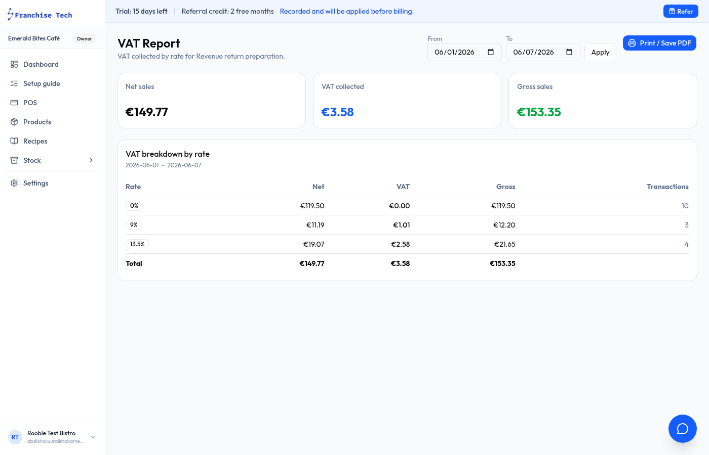 Open the VAT report