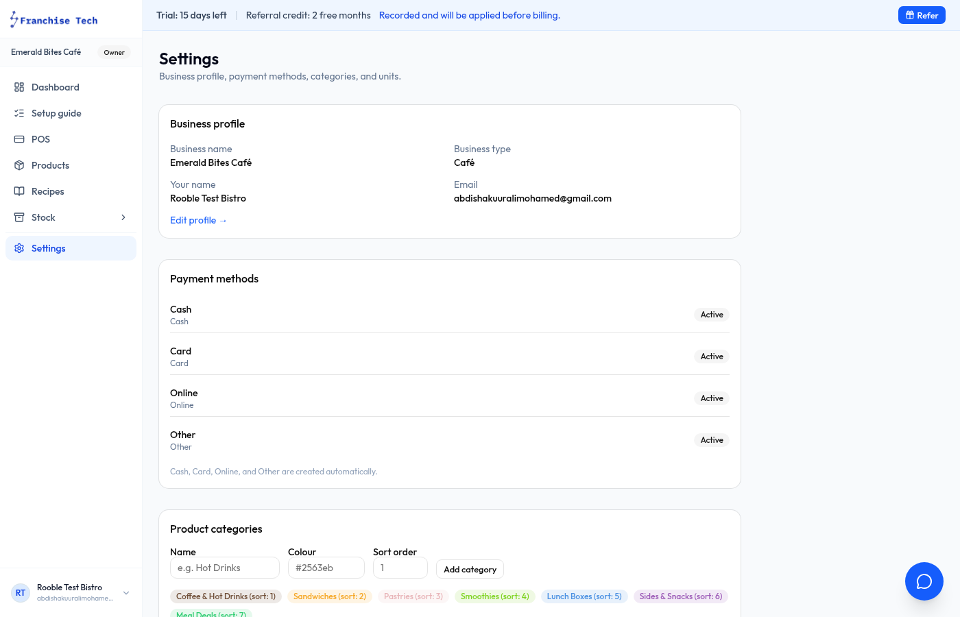 Enable Romania settings in your account